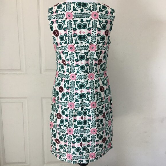 New Boden Women's Tatiana Textured Dress IvoryTrellis Tile Size 4 Petite V Neck - Picture 10 of 14